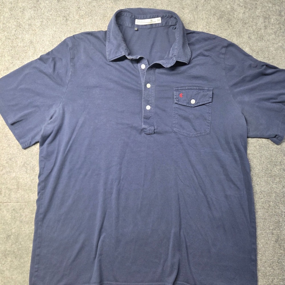 Criquet Mens Players Polo Shirt XL Navy Blue Short Sleeve Pocket Cotton Blend